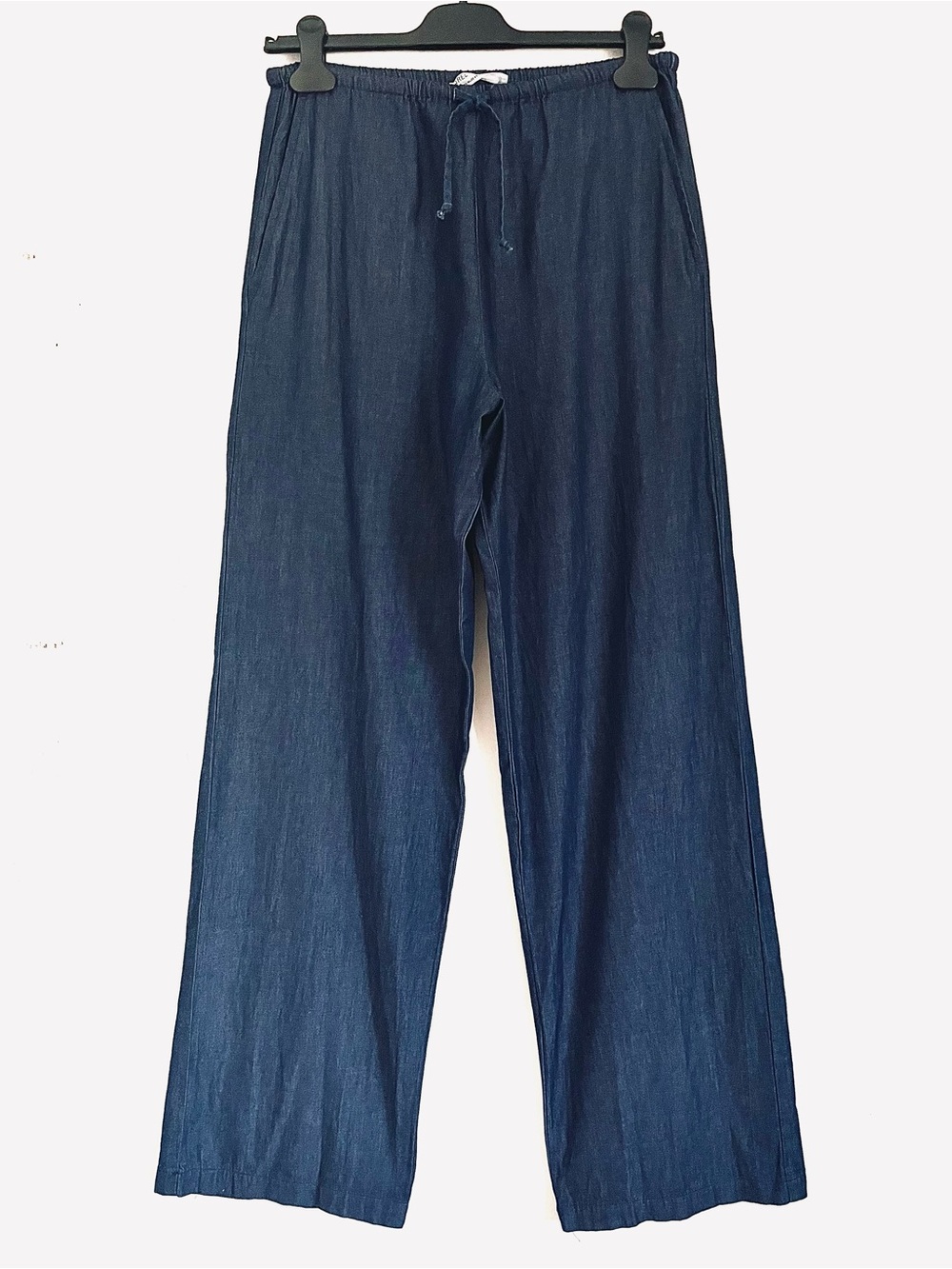 Women's Navy Wide-Leg Drawstring Pants